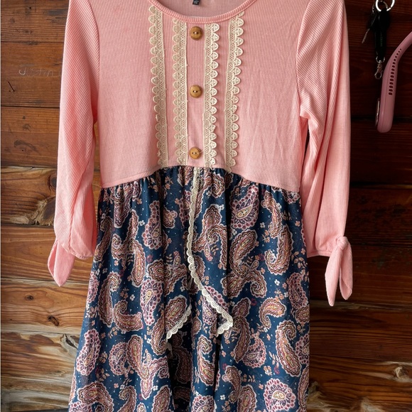 NOLA Organic Cotton Sequin Hearts Printed Spencer Dress Pink